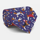 Patriotischer Beagle Dog Pattern Neck Tie Krawatte (Gerollt)
