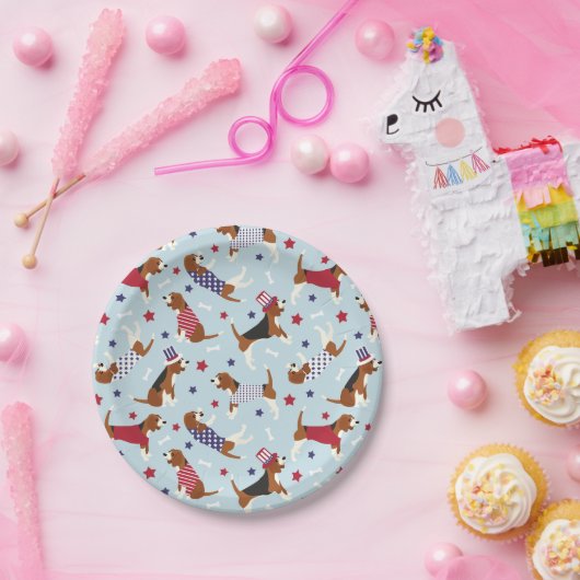 Patriotischer Beagle Dog Pattern Pappteller (Party)