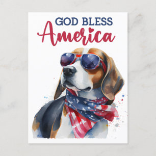Patriotischer Beagle, Gott segne Amerika Postkarte