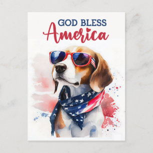 Patriotischer Beagle, Gott segne Amerika Postkarte