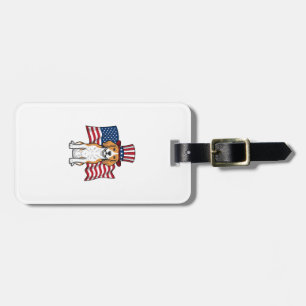 Patriotischer Beagle-Hund-Flagge Vintage-Stich-Des Gepäckanhänger