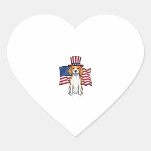 Patriotischer Beagle-Hund-Flagge Vintage-Stich-Des Herz-Aufkleber
