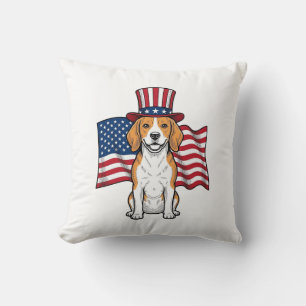 Patriotischer Beagle-Hund-Flagge Vintage-Stich-Des Kissen
