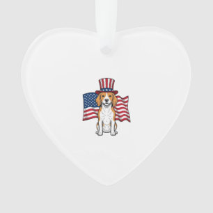 Patriotischer Beagle-Hund-Flagge Vintage-Stich-Des Ornament