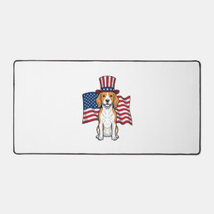 Patriotischer Beagle-Hund-Flagge Vintage-Stich-Des Schreibtischunterlage