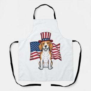 Patriotischer Beagle-Hund-Flagge Vintage-Stich-Des Schürze