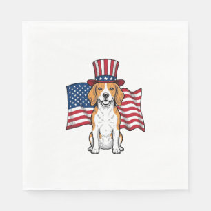 Patriotischer Beagle-Hund-Flagge Vintage-Stich-Des Serviette