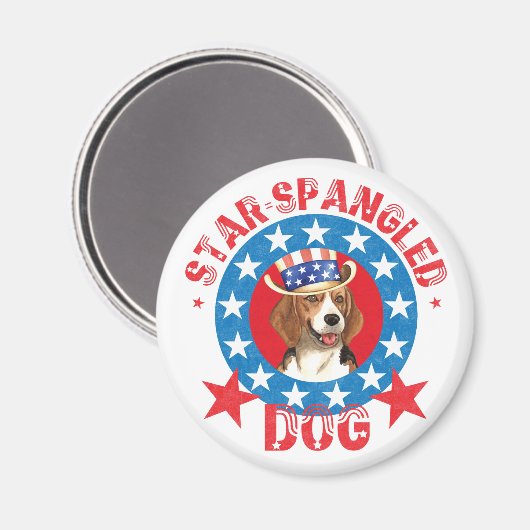 Patriotischer Beagle Magnet (Vorderseite/Rückseite)
