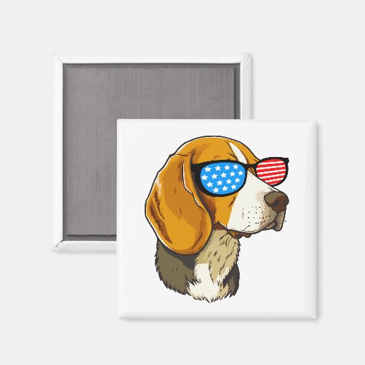 Patriotischer Beagle Magnet (Vorderseite/Rückseite)