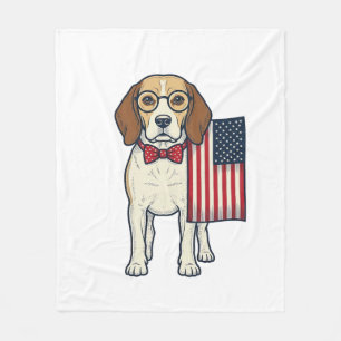 Patriotischer Beagle mit Flagge Vintage-Vektor-Art Fleecedecke