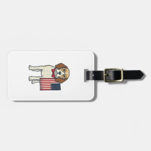Patriotischer Beagle mit Flagge Vintage-Vektor-Art Gepäckanhänger