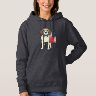 Patriotischer Beagle mit Flagge Vintage-Vektor-Art Hoodie