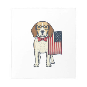 Patriotischer Beagle mit Flagge Vintage-Vektor-Art Notizblock