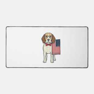 Patriotischer Beagle mit Flagge Vintage-Vektor-Art Schreibtischunterlage