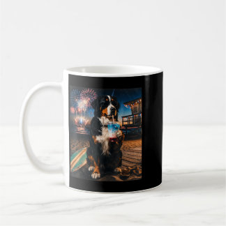 Patriotischer Berner Sennenhund Strand Feuerwerk Kaffeetasse