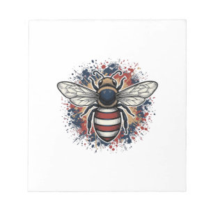 Patriotischer Bienen-Vintage-Stich-Vektordesign_1 Notizblock