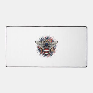 Patriotischer Bienen-Vintage-Stich-Vektordesign_1 Schreibtischunterlage