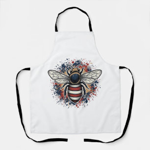 Patriotischer Bienen-Vintage-Stich-Vektordesign_1 Schürze