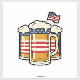 Patriotischer Bierkrug Vintage-Vektordesign_1 Aufkleber