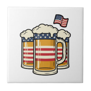 Patriotischer Bierkrug Vintage-Vektordesign_1 Fliese