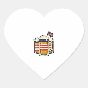 Patriotischer Bierkrug Vintage-Vektordesign_1 Herz-Aufkleber
