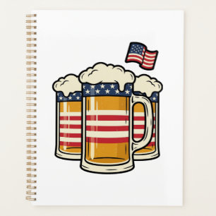 Patriotischer Bierkrug Vintage-Vektordesign_1 Planer
