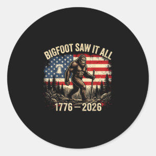 Patriotischer Bigfoot 1776-2026 250 Jahre Bekleidu Runder Aufkleber
