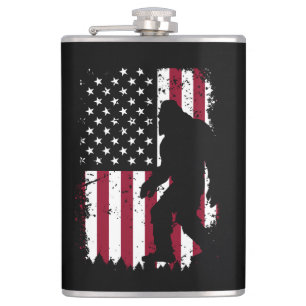 Patriotischer Bigfoot American Flag Sasquatch Flachmann