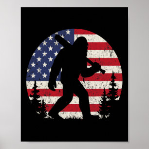 Patriotischer Bigfoot-Baseball Amerikanische USA-F Poster