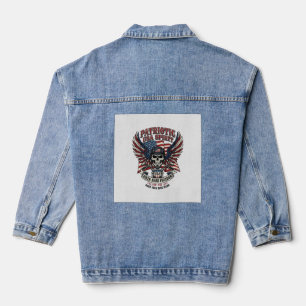 Patriotischer Biker-Totenkopf-Biker-Straßenfreihei Jeansjacke