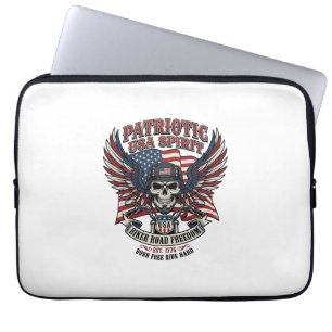 Patriotischer Biker-Totenkopf-Biker-Straßenfreihei Laptopschutzhülle