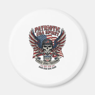 Patriotischer Biker-Totenkopf-Biker-Straßenfreihei Magnet