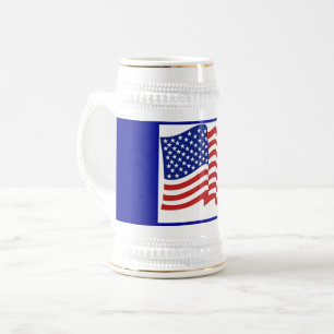 Patriotischer Blau-Gold-US-Flaggen-Bierkrug Bierglas