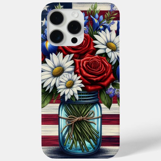 Patriotischer, blumengestresster Amerikaner Case-Mate iPhone Hülle (Rückseite)