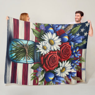 Patriotischer, blumengestresster Amerikaner Fleecedecke