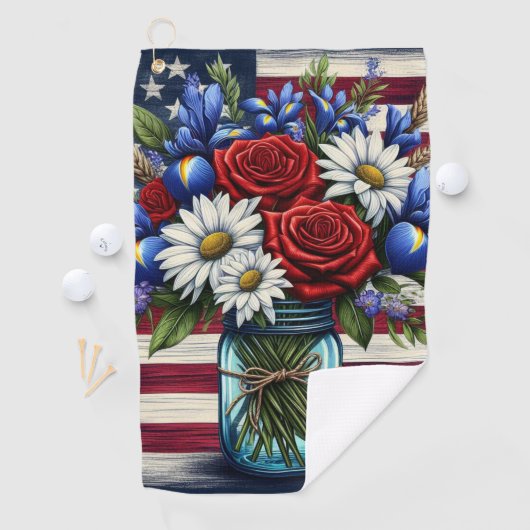 Patriotischer, blumengestresster Amerikaner Golfhandtuch (Insitu)