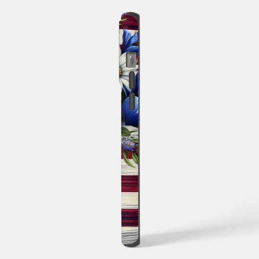 Patriotischer, blumengestresster Amerikaner iPhone Hülle (Linke Seite)