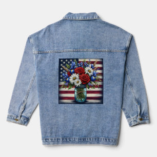 Patriotischer, blumengestresster Amerikaner Jeansjacke