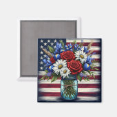 Patriotischer, blumengestresster Amerikaner Magnet (Vorderseite/Rückseite)