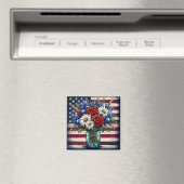 Patriotischer, blumengestresster Amerikaner Magnet (In Situ (Geschirrspüler))