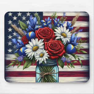 Patriotischer, blumengestresster Amerikaner Mousepad