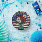 Patriotischer, blumengestresster Amerikaner Pappteller (Party)