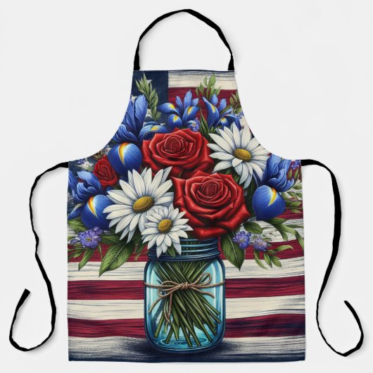 Patriotischer, blumengestresster Amerikaner Schürze (Vorderseite)
