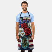 Patriotischer, blumengestresster Amerikaner Schürze (Getragen)