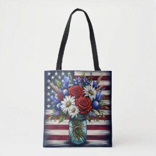 Patriotischer, blumengestresster Amerikaner Tasche