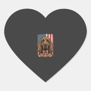 Patriotischer Bluthund Amerikanische Flagge Kunst_ Herz-Aufkleber
