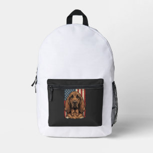 Patriotischer Bluthund Hund Amerikanische Flagge K Bedruckter Rucksack