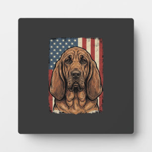 Patriotischer Bluthund Hund Amerikanische Flagge K Fotoplatte