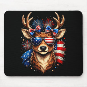 Patriotischer Bockhirsch amerikanische Flagge Sonn Mousepad