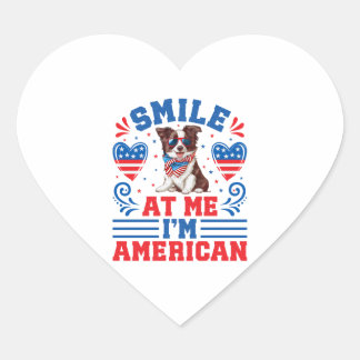 Patriotischer Border Collie Hund für den 4. Juli Herz-Aufkleber